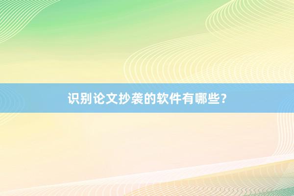 识别论文抄袭的软件有哪些？