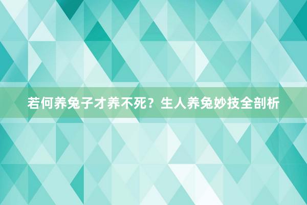 若何养兔子才养不死?生人养兔妙技全剖析
